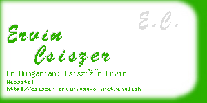 ervin csiszer business card